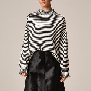 J Crew 2025 Rollneck™ sweater in stripe - Black Ivory Lace
